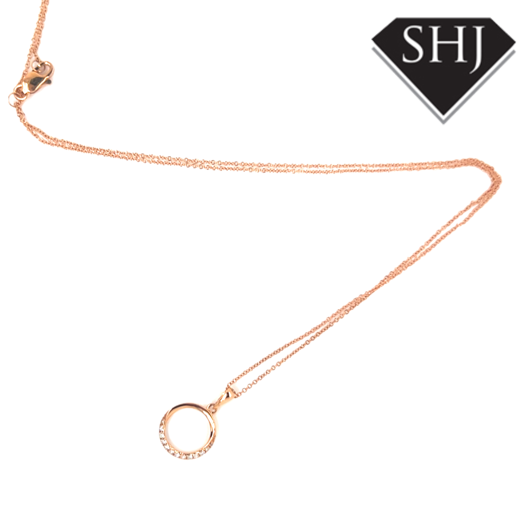 9ct Rose Gold 0.08ct Diamond Pendant & Chain