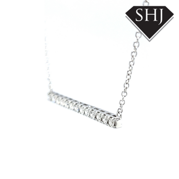 18ct White Gold Diamond Bar Pendant