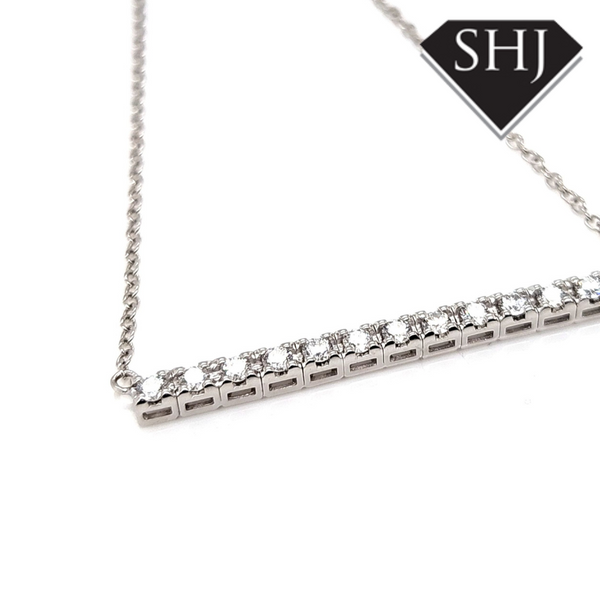 18ct White Gold Diamond Bar Pendant