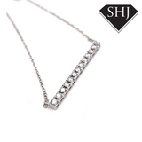 18ct White Gold Diamond Bar Pendant