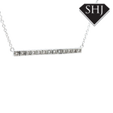 18ct White Gold Diamond Bar Pendant