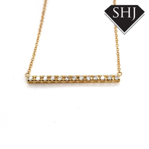 18ct Yellow Gold Diamond Bar Pendant