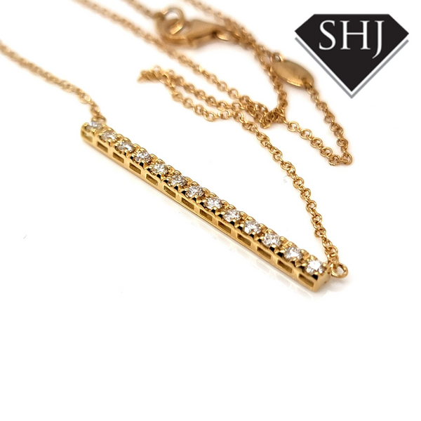 18ct Yellow Gold Diamond Bar Pendant