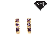 18ct Yellow Gold Amethyst & Diamond Earring