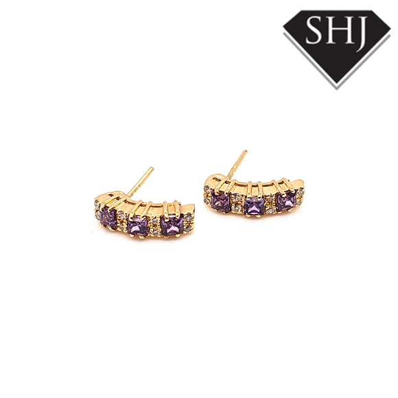 18ct Yellow Gold Amethyst & Diamond Earring