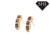 18ct Yellow Gold Amethyst & Diamond Earring