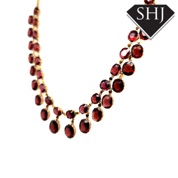 9ct Yellow Gold Garnet Necklace