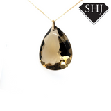 9ct Yellow Gold Smokey Quarts Pendant and Chain