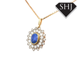 18ct Yellow Gold Sapphire & Diamond Pendant & Chain