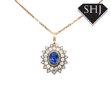 18ct Yellow Gold Sapphire & Diamond Pendant & Chain