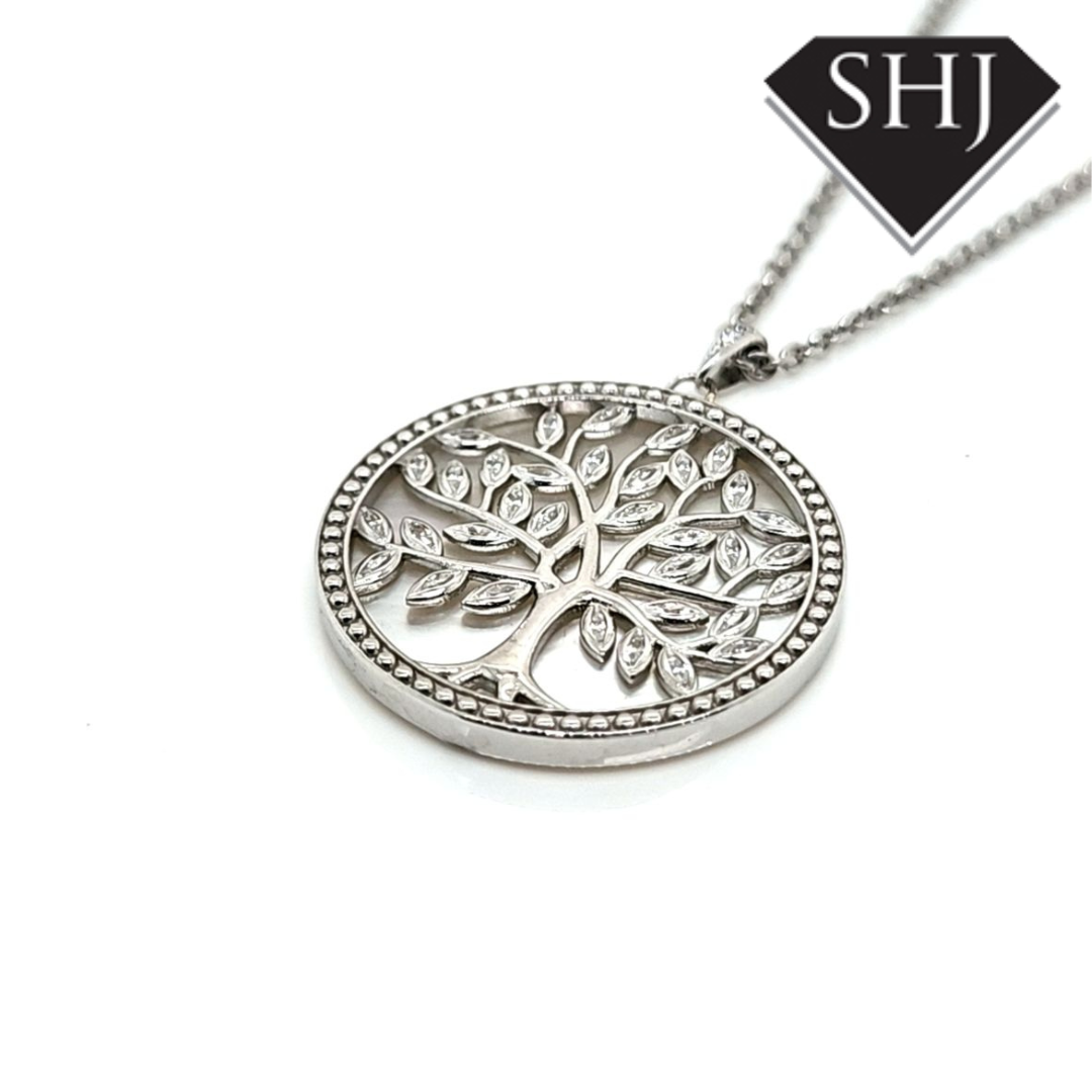 Silver and Mother of Pearl Tree Necklace