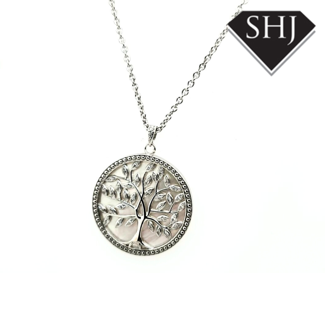 Silver and Mother of Pearl Tree Necklace