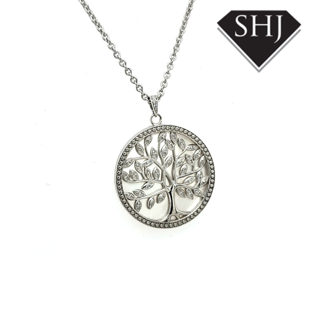 Silver and Mother of Pearl Tree Necklace