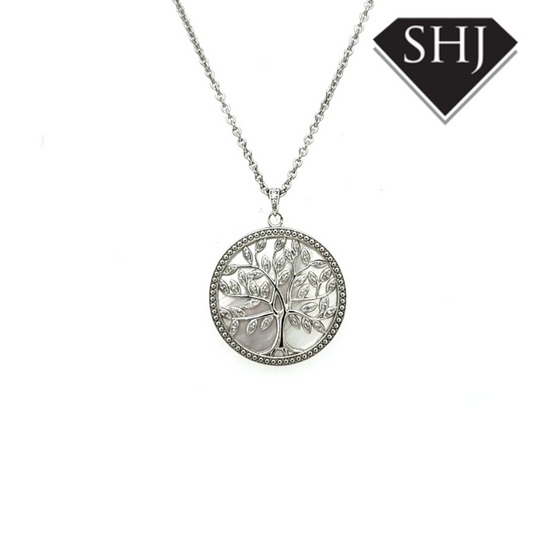 Silver and Mother of Pearl Tree Necklace