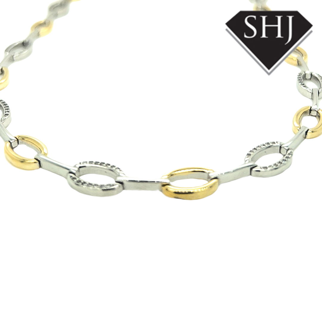 Silver Gold Plated CZ Necklace