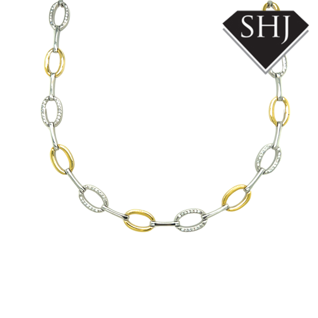 Silver Gold Plated CZ Necklace