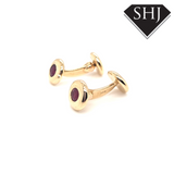 9ct Yellow Gold Ruby Cuff Links