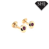 9ct Yellow Gold Ruby Cuff Links