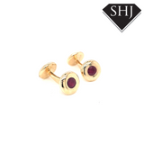 9ct Yellow Gold Ruby Cuff Links