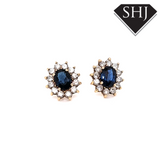 Yellow Gold Sapphire & Diamond Earrings