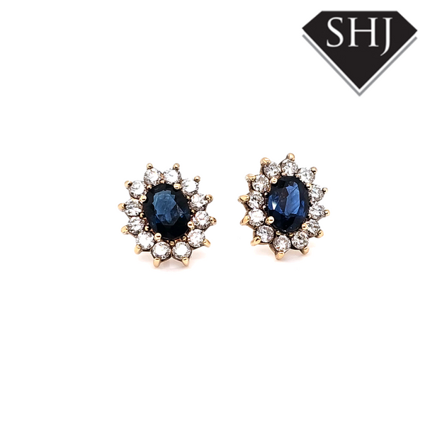 Yellow Gold Sapphire & Diamond Earrings