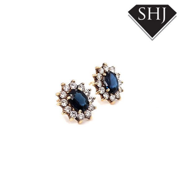 Yellow Gold Sapphire & Diamond Earrings