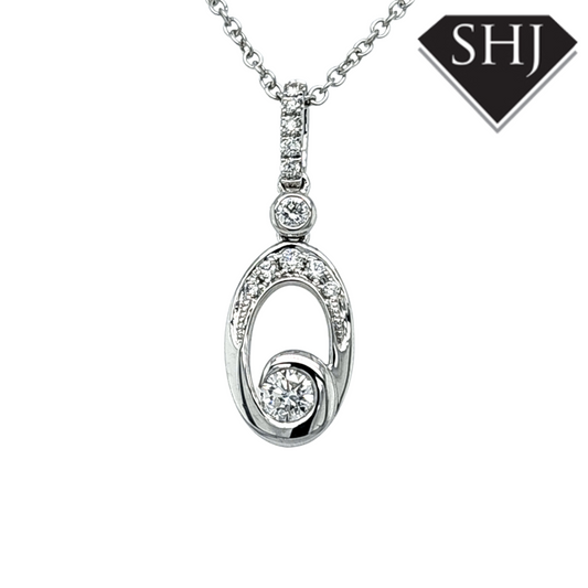 18ct White Gold Diamond Pendant and Chain