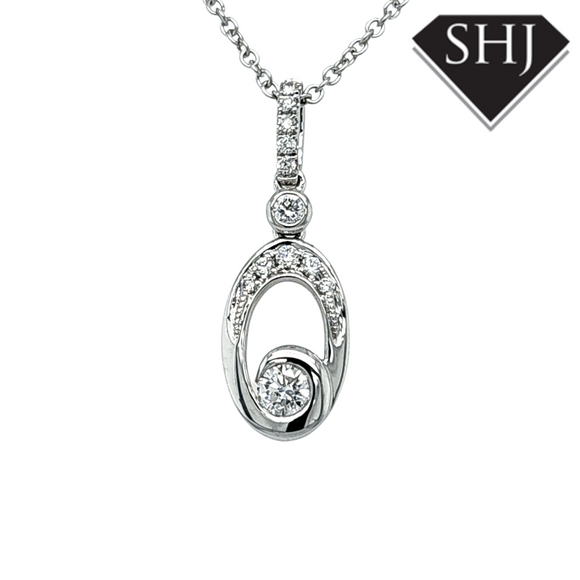 18ct White Gold Diamond Pendant and Chain