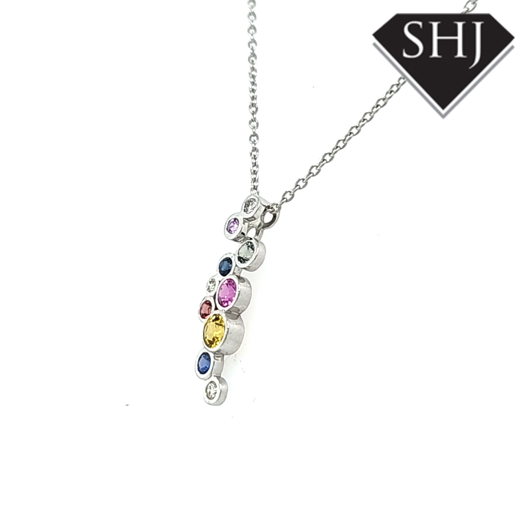 18ct White Gold  Sapphire and Diamond Pendant