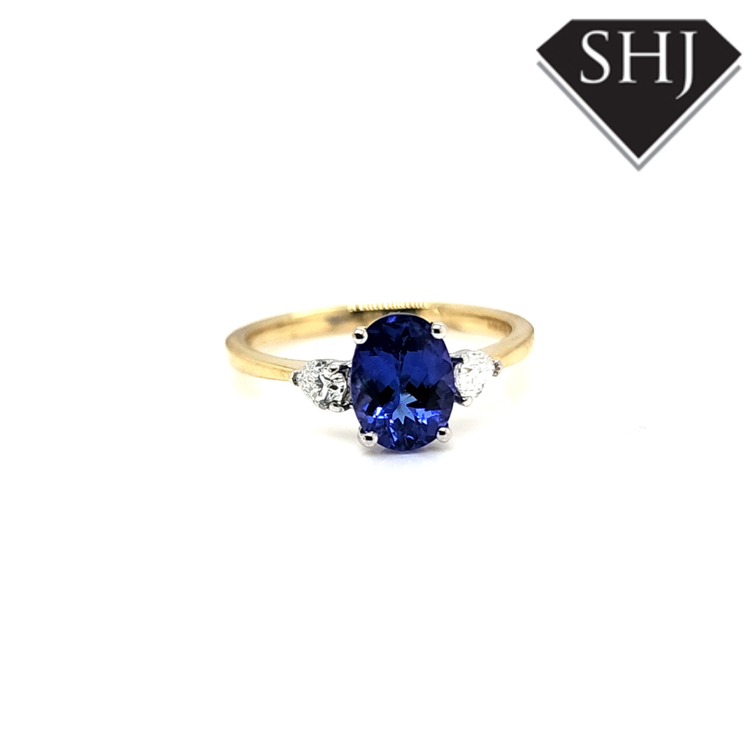 18ct Yellow Gold Tanzanite and Diamond Ring