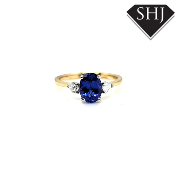 18ct Yellow Gold Tanzanite and Diamond Ring