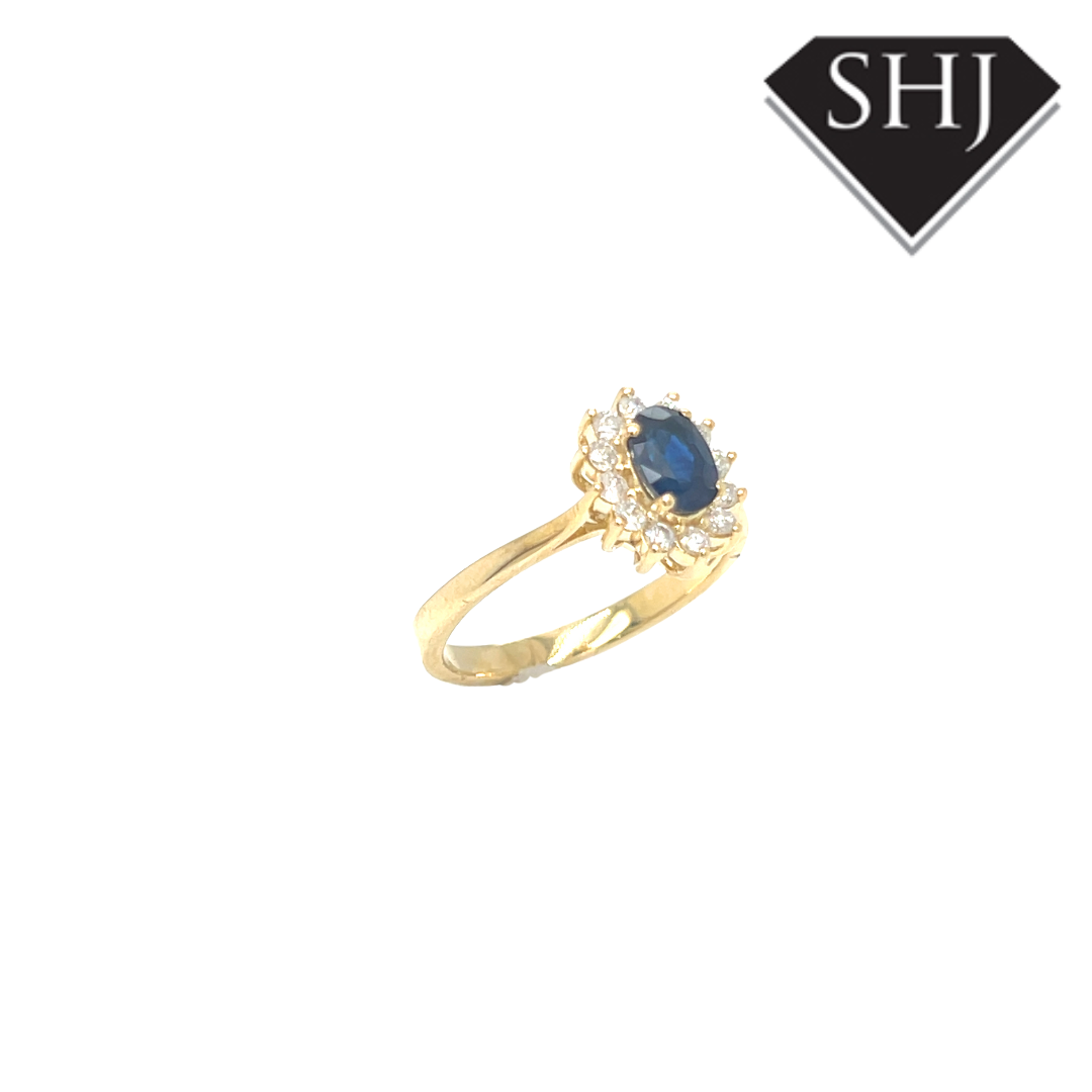 9ct Yellow Gold Sapphire and Diamond Ring