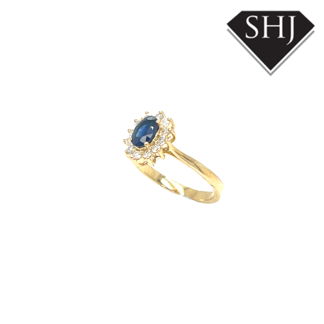 9ct Yellow Gold Sapphire and Diamond Ring