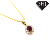 9ct Yellow Gold Ruby & Diamond Pendant