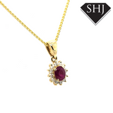 9ct Yellow Gold Ruby & Diamond Pendant