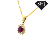 9ct Yellow Gold Ruby & Diamond Pendant