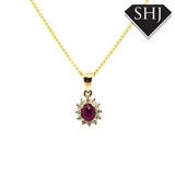9ct Yellow Gold Ruby & Diamond Pendant