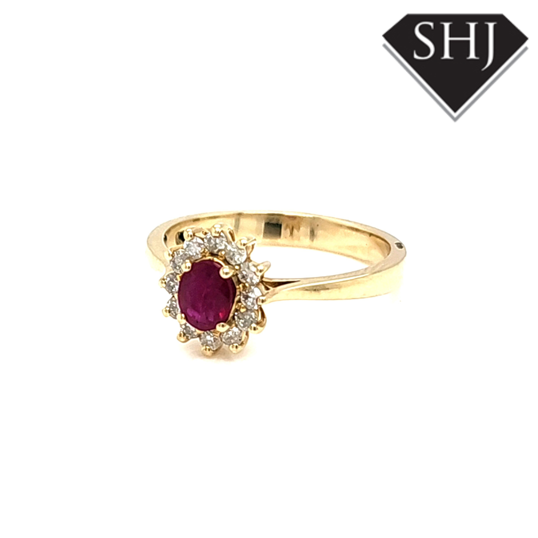 9ct Yellow Gold Ruby & Diamond Ring