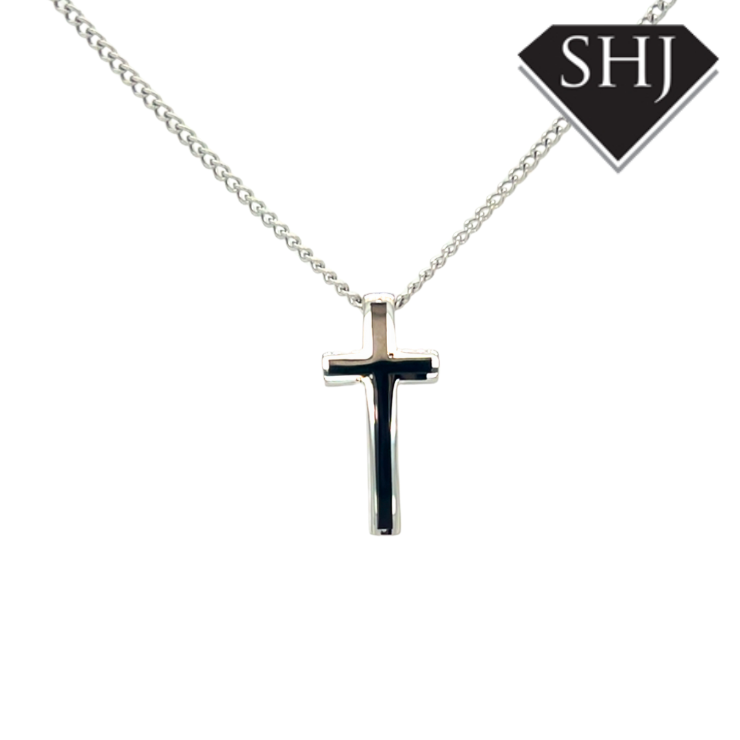 Black Stainless Steel Cross & Chain