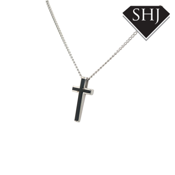 Mens Stainless Steel Cross and Chain