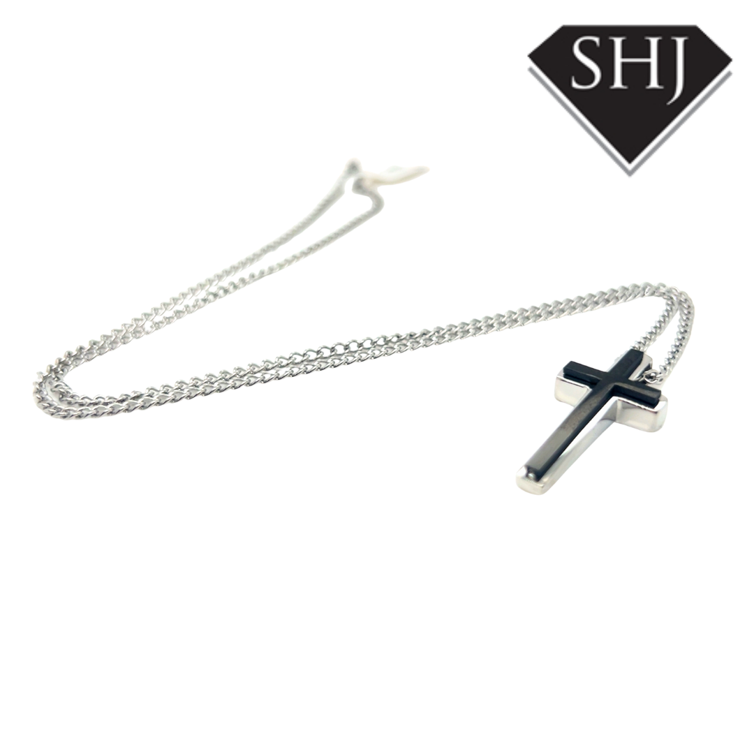 Black Stainless Steel Cross & Chain