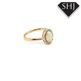 9ct Yellow Gold Opal and Diamond Ring .10/62ct