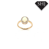 9ct Yellow Gold Opal and Diamond Ring .10/62ct