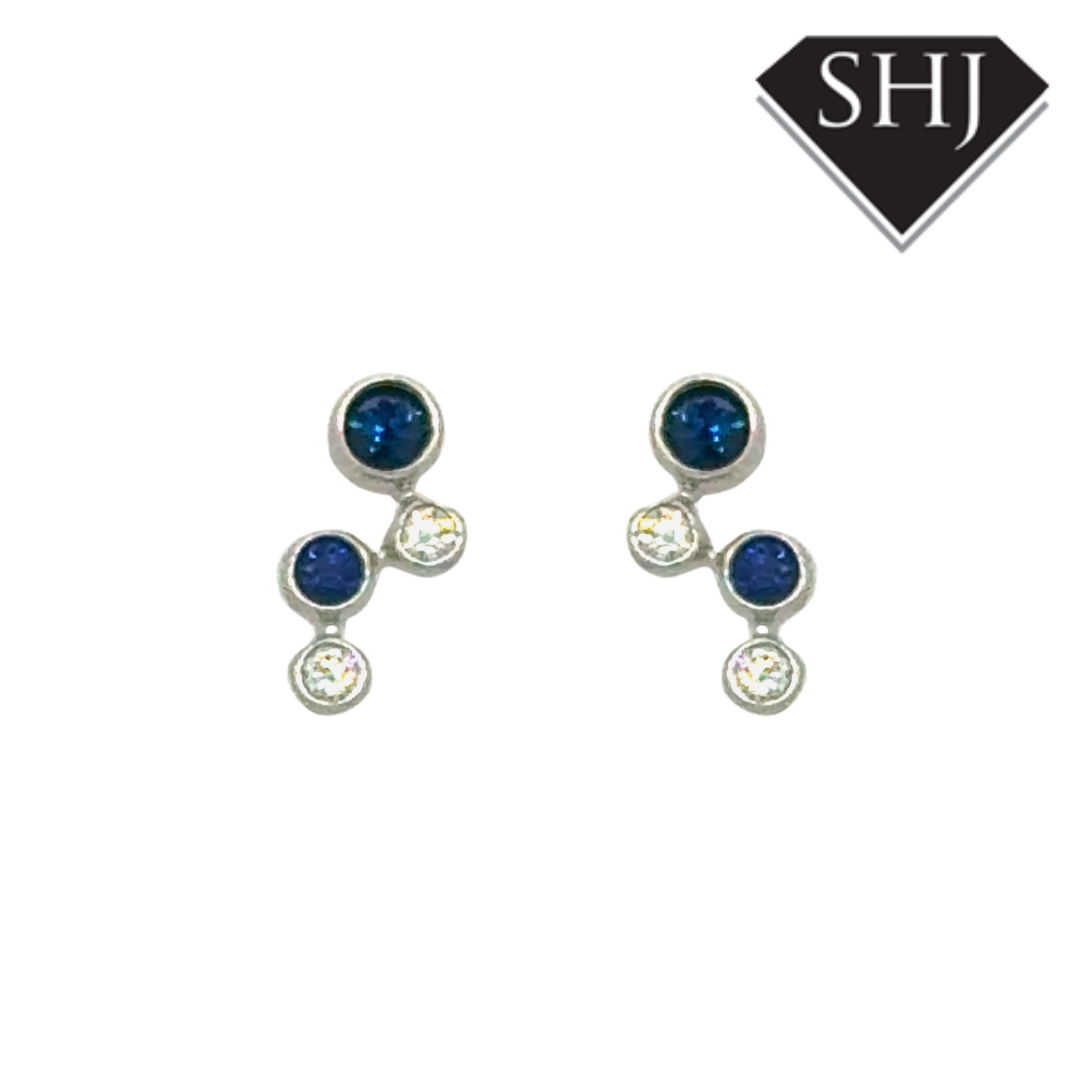 9ct White Gold 0.29ct Sapphire 0.08ct Diamond Earrings