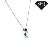 9ct White Gold 4 Stone Diamond and Sapphire Pendant 0.09ct