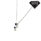 9ct White Gold 4 Stone Diamond and Sapphire Pendant 0.09ct