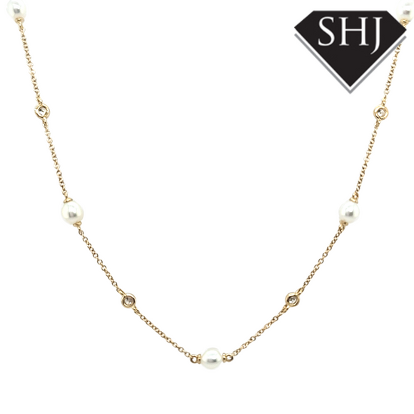 9ct Yellow Gold Diamond and CP Necklace