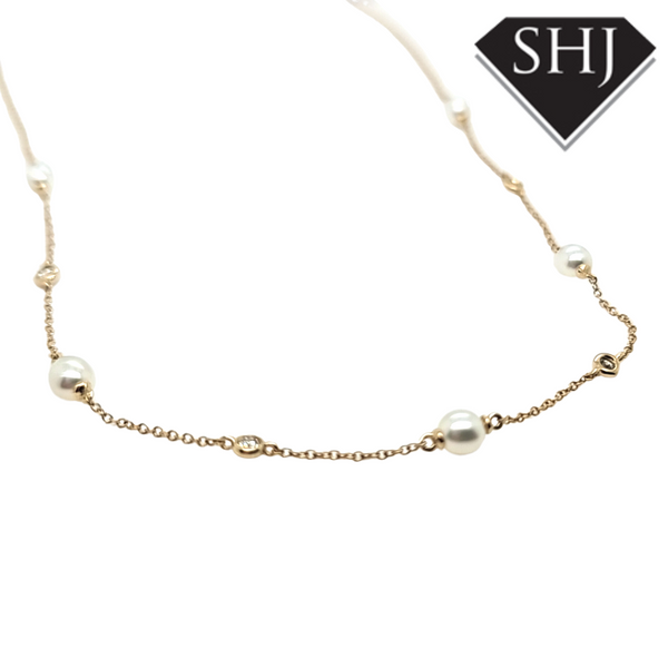 9ct Yellow Gold Diamond and CP Necklace