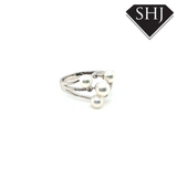 9ct White Gold Diamond and Pearl Ring 0.05ct