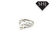 9ct White Gold Diamond and Pearl Ring 0.05ct